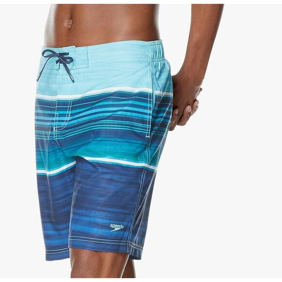 SPEEDO Mens Barrier Beach Bondi Aqua Drawstring Flat Frong Swim Trunks Small NWT - Picture 3 of 3